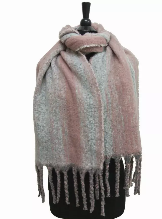 BF153 Stripe Pattern Winter Scarf — Pink