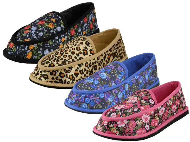 S439L-P - Wholesale Women's " Easy USA " Satin Floral Printed Close Back Bedroom Shoe — Assorted - Floral Print (S439L-P) / Single Size 6 to 11