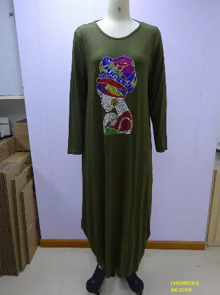 CHH-20023LS - Long Sleeves Women's Maxi Balloon Dress With Face Motif - One Size (6-PCS PRE-PACK- 6 Assorted Colors) ($20.00 Each)