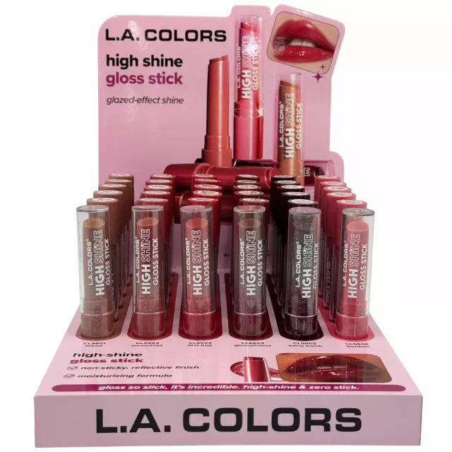 L.A. Colors High Shine Gloss Stick - Wholesale Display 36 Units (CPD832)