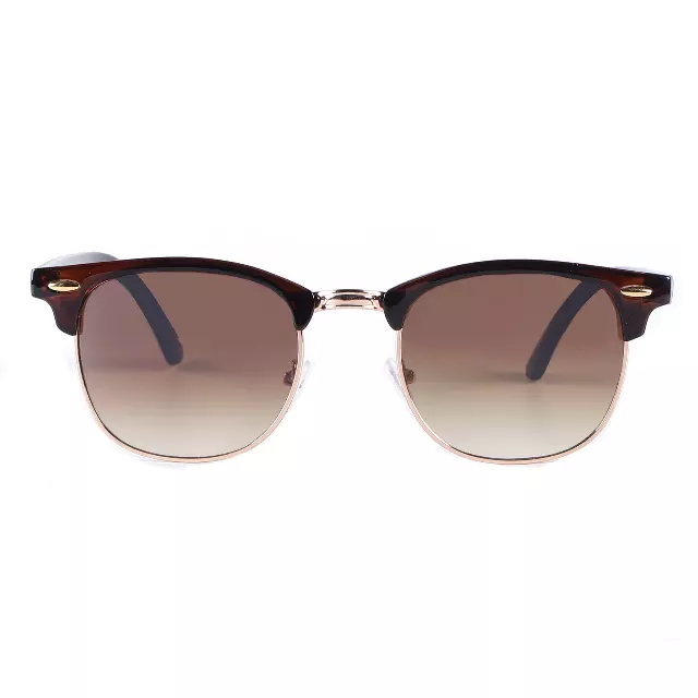 Timeless Square Browline-Style Sunglasses with Thin Polished Temples P1947