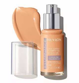 Revlon Illuminance Skin-Caring Liquid Foundation, Hyaluronic Acid, Hydrating and Nourishing Formula with Medium Coverage, 305 Medium Sand, 1 fl oz