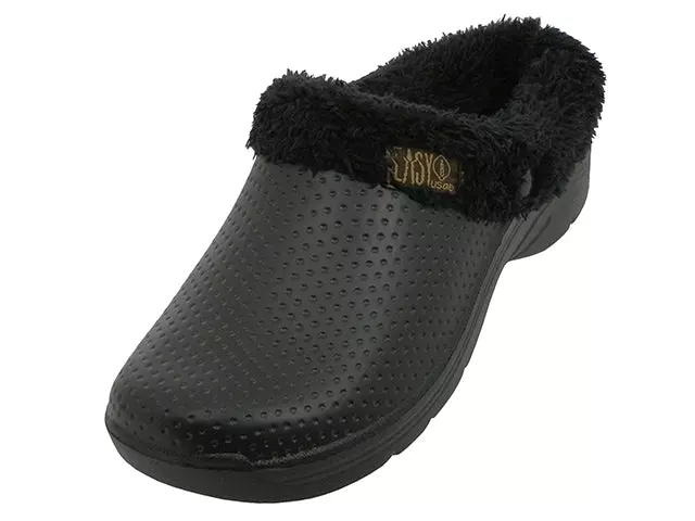 S2380L - Women's "Easy USA" Close Toe Terry Lined Sandals — Black (S2380L-BB) / 6-11 Assorted