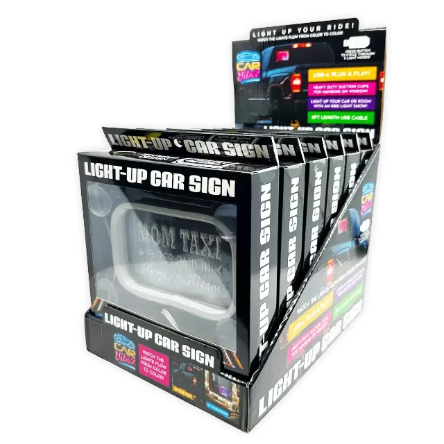 Light-Up Patriotic Parent Suction Cup Mount Car Sign - 6 Pieces Per Retail Ready Display 25319