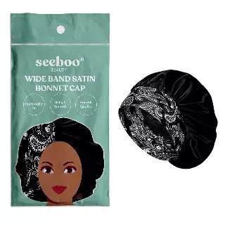 Women's Silky Satin Head Scarf Hair Wrap Cap Hat Headband — Black