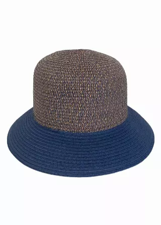 Magid Straw Two Tone Color Block Bucket Sun Hat — NAVY/MIX