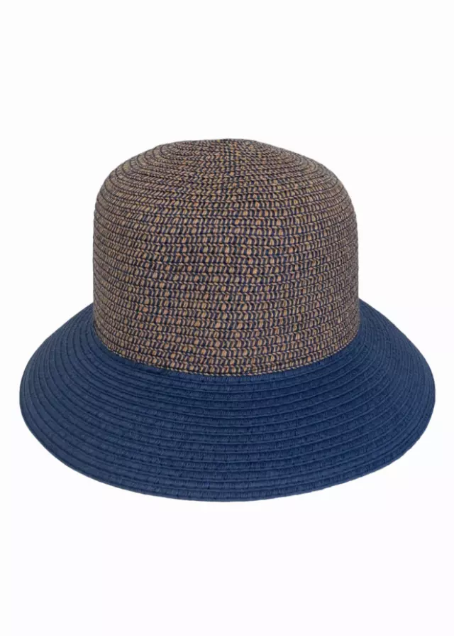Magid Straw Two Tone Color Block Bucket Sun Hat — NAVY/MIX