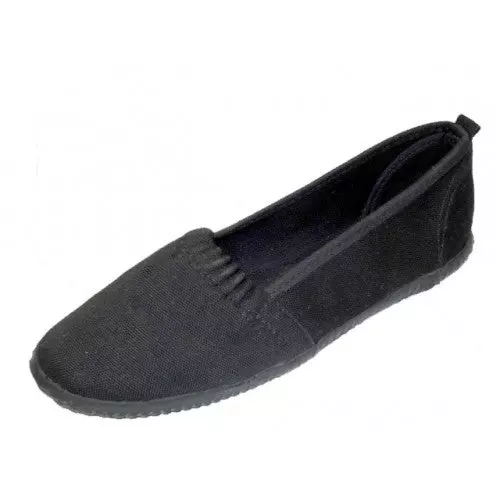 S305L - Women's "Easy USA" Elastic Upper Slip-on Canvas Shoes — All Black (S305L-BB) / 5-10 Assorted