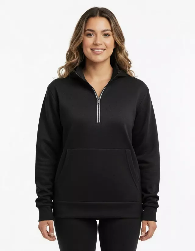 Quarter Zip Hoodie #09 — Black / S-M-L-XL