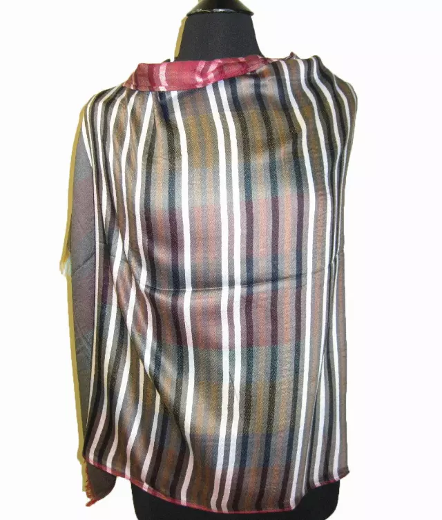 10982 Stripe Design Pashmina — Black
