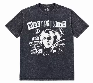 BEETLEJUICE PUNK T-SHIRT ACID WASH BLACK