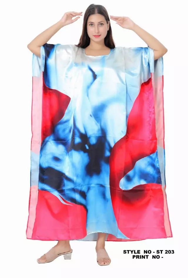 ST - Satin Abtract Kaftan - (3 Pcs Pre pack) - $10 Each — One Size (4-22) / Blue