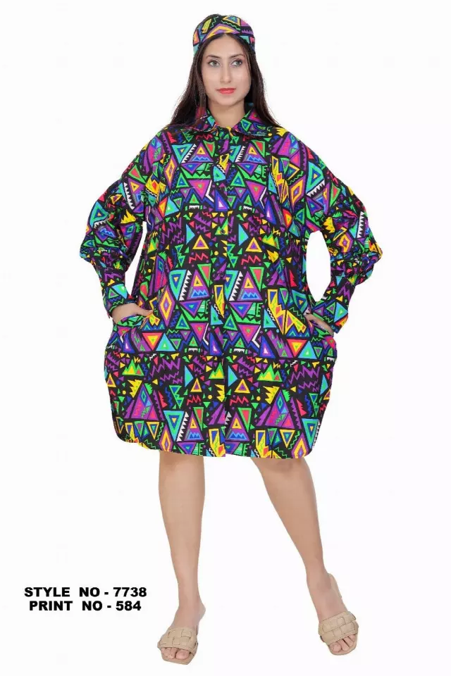 7738-ON SALE!! Button Down Ankara Print Dress - $12.00 Each — Free Size / Print-584