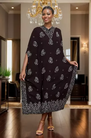 PNA-511- Women's Plus Size Gorgeous Kaftan - One Size (6-PCS PRE-PACK) $7 Each — One Size (4-24) / Black