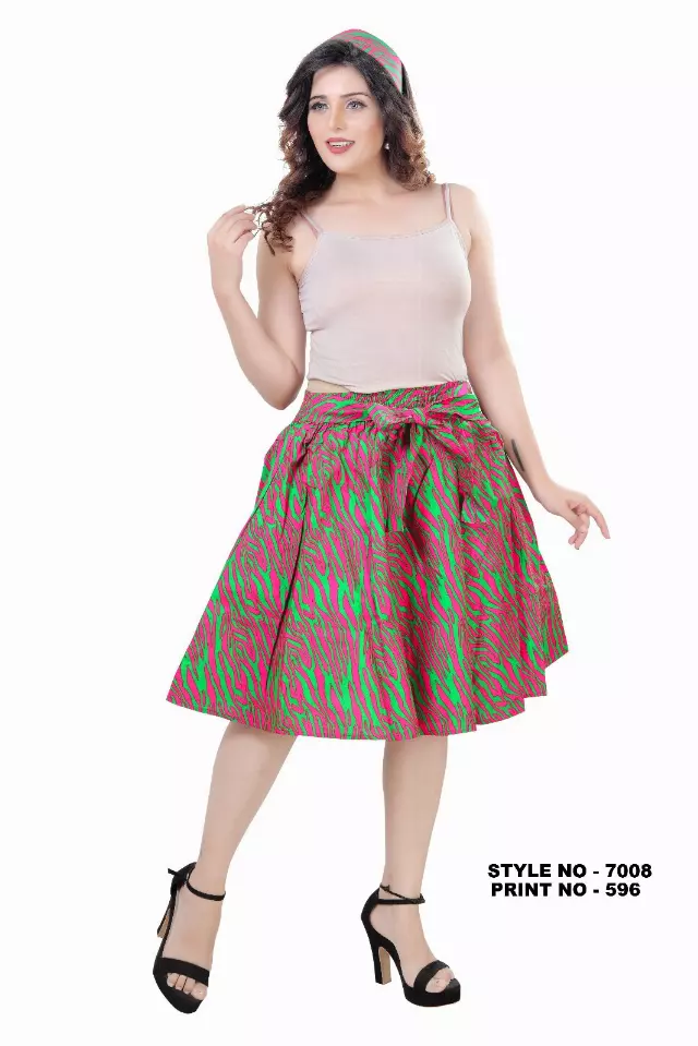 7008SK - NEW PRINTS ALERT - Elastic Short African Print Skirt - 24" - (3/pk) - Free Size - $15.00 Each — Free Size / Print-596