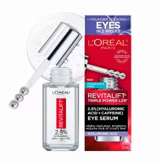 L’Oreal Paris Revitalift Derm Intensives Hyaluronic Acid + Caffeine Hydrating Eye Serum, 0.67 Fl. Oz.