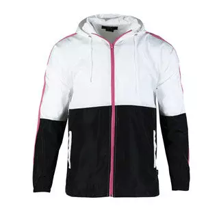 Men's Lightweight Hooded Windbreaker - White/Black