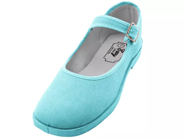 T2-115L - Women's "Easy USA" Comfortable Cotton Upper Mary Jane Shoes — Light Blue (T2-115L-X) / 9-11 Assorted