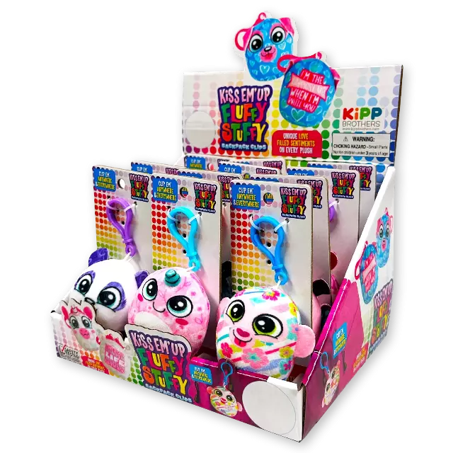 Wholesale Mini KissEm Up Plush Clips 12 Pieces Per Display 23697