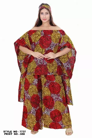 7737 -Off Shoulder 2 pcs Set - $28.00 Each (3 pcs per pack) — Free Size / Print-568