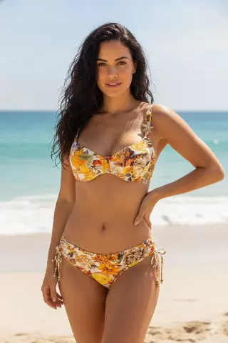 L-3718-2 Rusted Floral Underwire Bikini Set — M