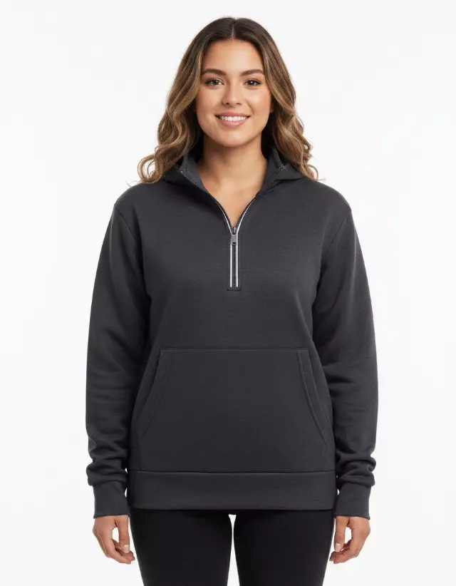 Quarter Zip Hoodie #09 — Charcoal / S-M-L-XL