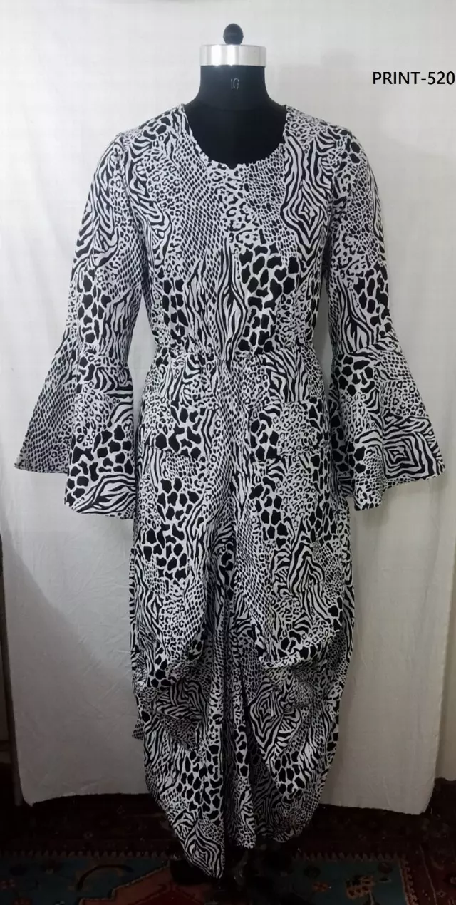7561 - ON SALE!!! Full Bell Sleeve Dress - $15.00 Each — Free Size / Print-520