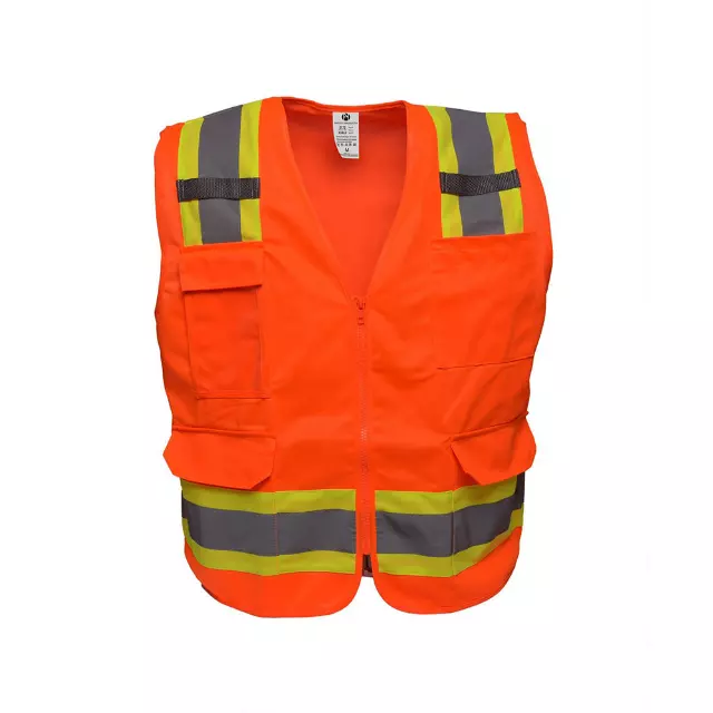 MEN'S HIGH VIS VEST Style #MV195 - $6.00/ Unit MINIMUM 24 PCS - PLEASE SEE DESCRIPTION - S-2XL — Safety Orange