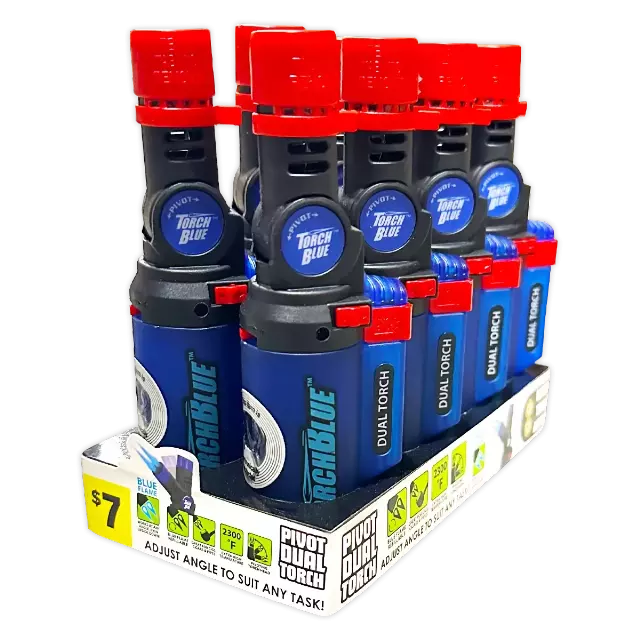 Pivot Head XXL Dual Torch Lighter - 8 Pieces Per Retail Ready Display 41404