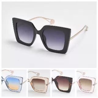Statement Cat-Eye Square Sunglasses with Sleek Metal Temples TD10762