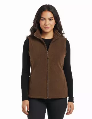 Fleece Vest With Sherpa Lining — Brown / S-M-L-XL-2XL