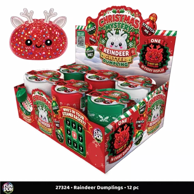 Fun Doh™ Christmas Mystery Reindeer Dumpling Squishy Toy - 12 Pieces Per Retail Ready Display 27324