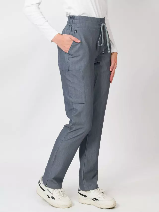 Ariana | High-Waisted Slim Straight Scrub Pants — Heather Graphite / 2XL
