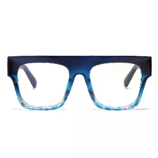 Crystal Fade Square Blue Light Blocking Glasses with Bold Transparent Frame P11077-BLB