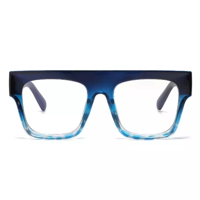 Crystal Fade Square Blue Light Blocking Glasses with Bold Transparent Frame P11077-BLB