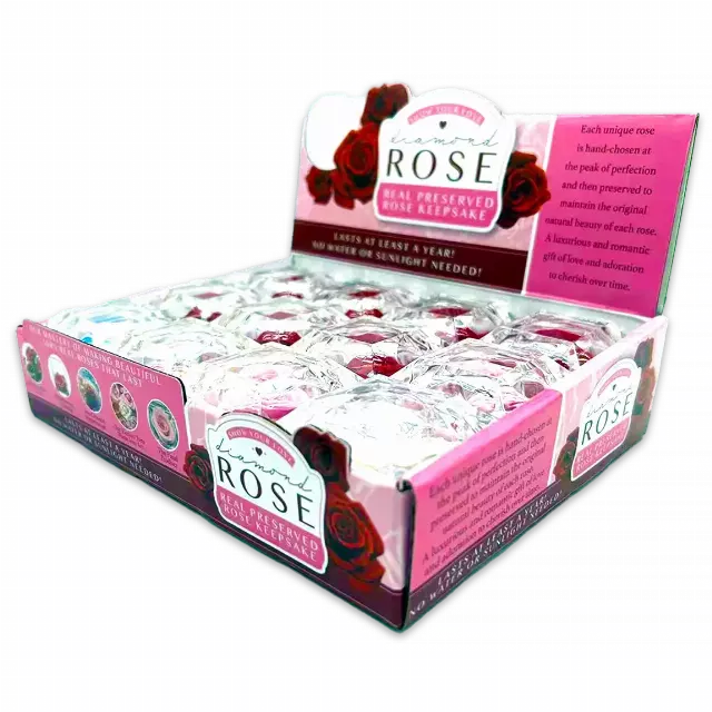 Diamond Real Preserved Rose Keepsake - 12 Pieces Per Retail Ready Display 25074