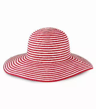 Magid Striped Straw Floppy Hat — RED/WHITE