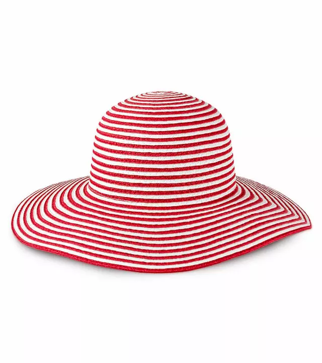 Magid Striped Straw Floppy Hat — RED/WHITE