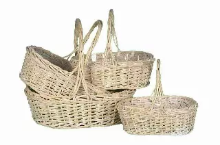 MS1114 – S/4 Oval White Wash Split Willow 12” to 18” w/Liner-“sets” Min 2 sets – Case 8 sets