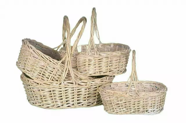 MS1114 – S/4 Oval White Wash Split Willow 12” to 18” w/Liner-“sets” Min 2 sets – Case 8 sets