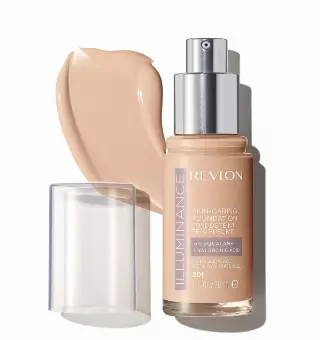 Revlon Illuminance Skin-Caring Liquid Foundation, Hyaluronic Acid, Hydrating and Nourishing Formula with Medium Coverage, 201 Creamy Natural, 1 fl oz
