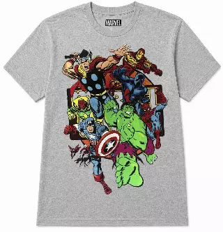 MARVEL AVENGERS GROUP T-SHIRT HEATHER GREY