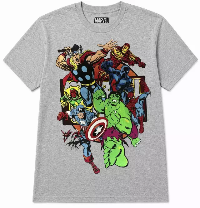 MARVEL AVENGERS GROUP T-SHIRT HEATHER GREY