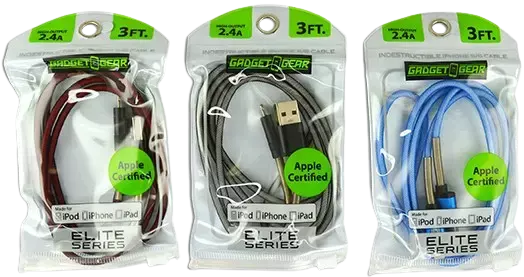 Charging Cable Elite Indestructible USB to Lightning 3FT 2.4 Amp - 3 Pieces Per Pack 21158
