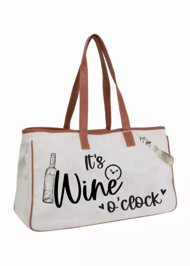 Magid Canvas Wine Tote "IT'S WINE O'CLOCK"