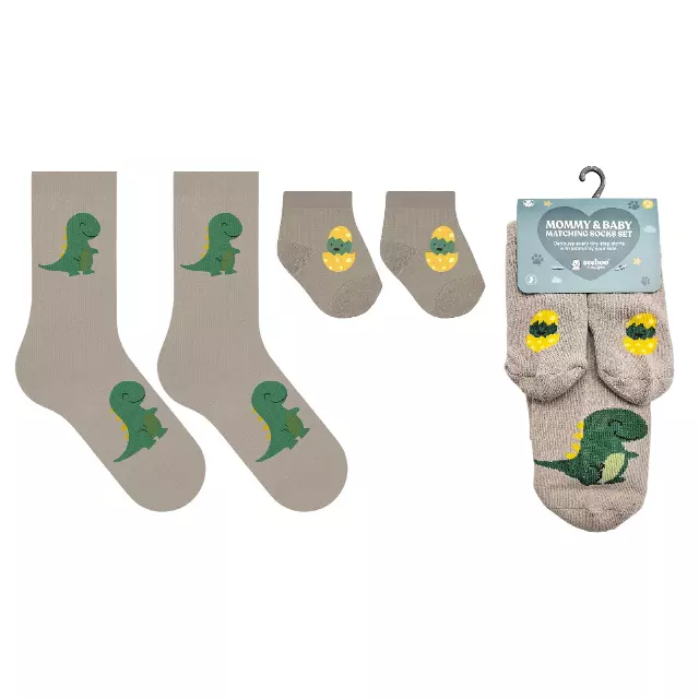 Mommy & Baby Matching Socks Set – Non-Slip Baby (0–6 Months) — Dino
