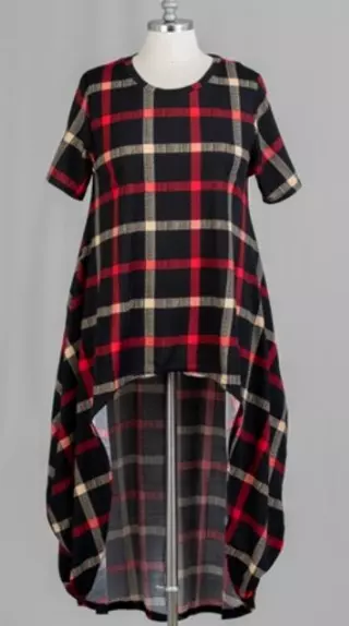 CHH-19071-75 Half Sleeve Hi-Lo Top - Various Prints - (6-PCS PRE-PACK) ($15 Each) — 6-Pcs PRE-PACK / Plaid