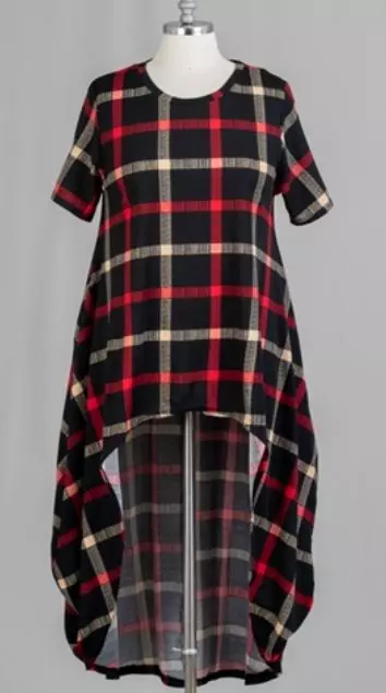 CHH-19071-75 Half Sleeve Hi-Lo Top - Various Prints - (6-PCS PRE-PACK) ($15 Each) — 6-Pcs PRE-PACK / Plaid