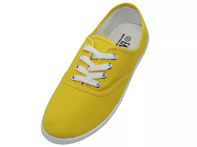 S324L - Women's "Easy USA" Comfortable Casual Canvas Lace Up Shoes — Bright Yellow (S324L-Y) / 6-11 Assorted