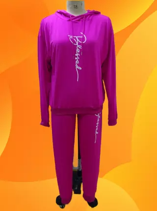 22124 -2 pcs Blessed Jogging Suit -Lots of Colors Available- $30.00 Set (3 pcs per pack) — Plus - 1X 2X 3X / Hot Pink